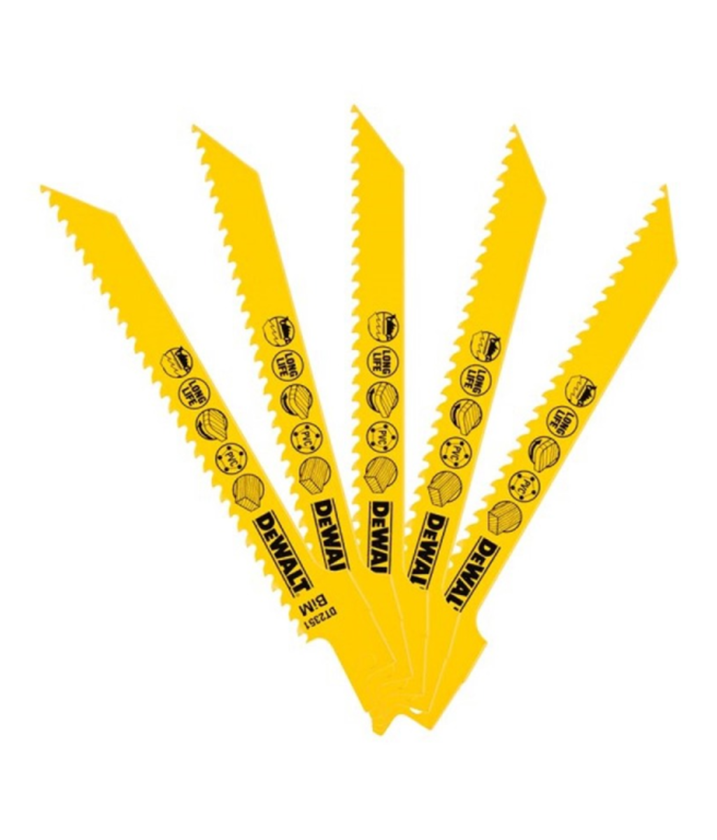 Set 5 lame fierastrau sabie 152mm/lemn Dewalt DT2351 Set 5 lame fierastrau sabie 152mm/lemn Dewalt DT2351