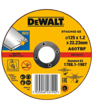 Disc debitare pentru inox si metal subtire 125x22x3x1.2mm Dewalt DT42340Z Disc debitare pentru inox si metal subtire 125x22x3x1.2mm Dewalt DT42340Z