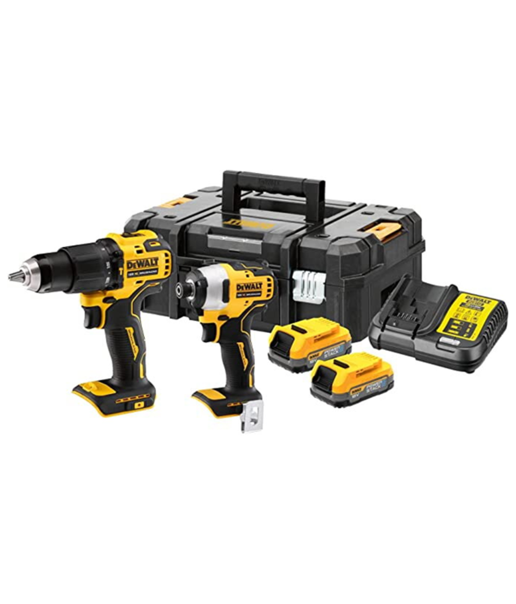 Set de 2 scule cu 2 acumulatori 1.7Ah 18V Powerstack DeWalt DCK2062E2T-QW