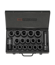 Set tubulare de impact profesionale 3/4" 19-42mm in 12 colturi Facom NKD.500 Set tubulare de impact profesionale 3/4" 19-42mm in 12 colturi Facom NKD.500