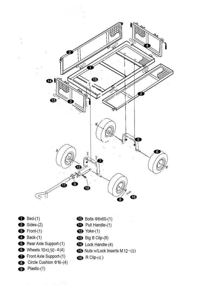 Carucior de transport cu pereti detasabili 300 Kg Forsage F-L080 Carucior de transport cu pereti detasabili 300 Kg Forsage F-L080