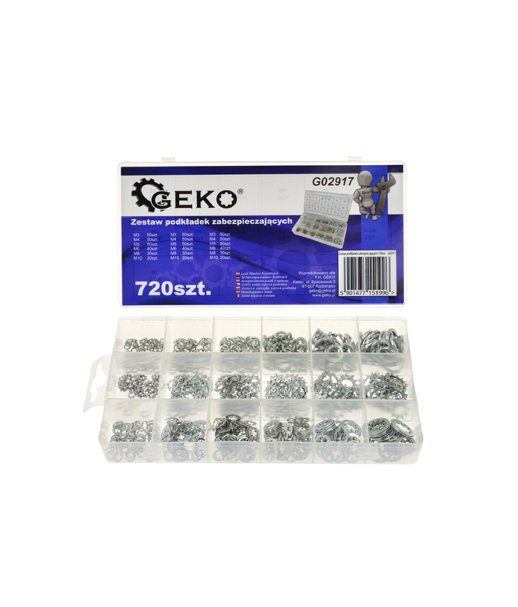 Set saibe pentru blocare 720 piese Geko G02917 Set saibe pentru blocare 720 piese Geko G02917
