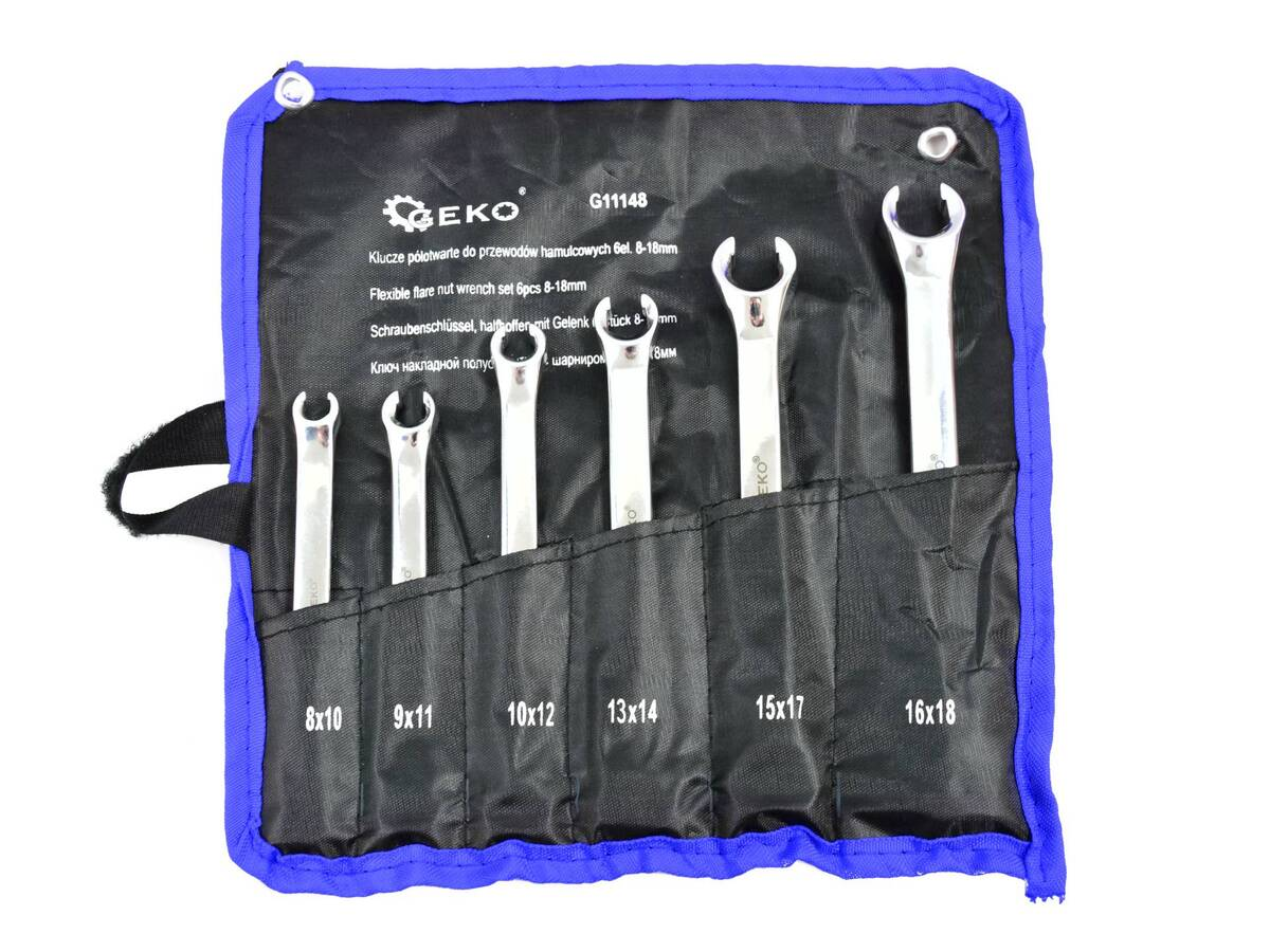 Set chei inelare semi-deschise 6-18mm 6 piese Geko G11148 Set chei inelare semi-deschise 6-18mm 6 piese Geko G11148