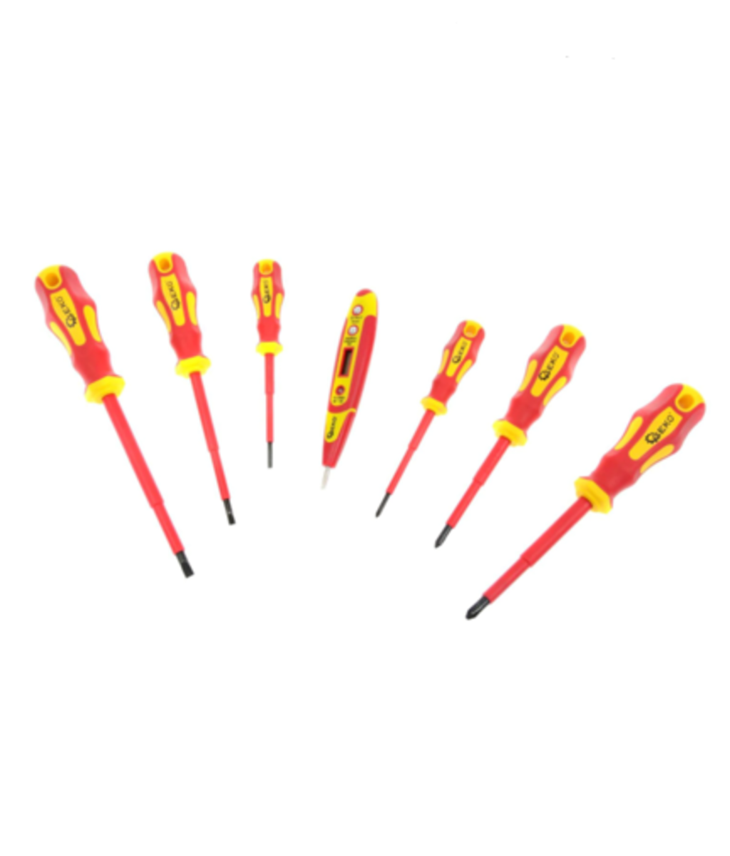 Set surubelnite cu lama dreapta si in cruce VDE + Tester digital de tensiune 1000V Geko G30626 Set surubelnite cu lama dreapta si in cruce VDE + Tester digital de tensiune 1000V Geko G30626