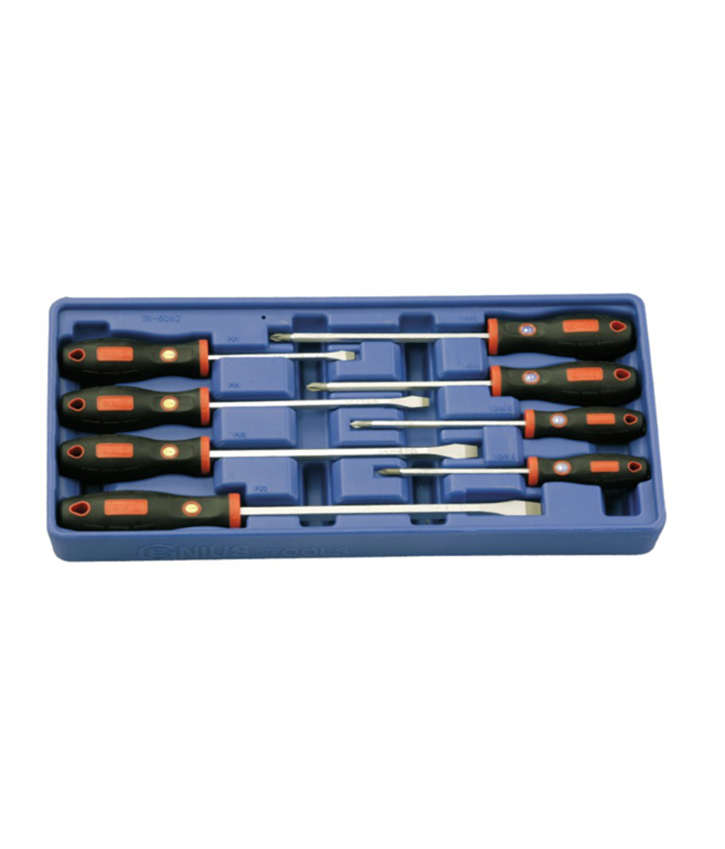 Trusa surubelnite drepte si in cruce PH/PZ Genius Tools 8 piese Trusa surubelnite drepte si in cruce PH/PZ Genius Tools 8 piese