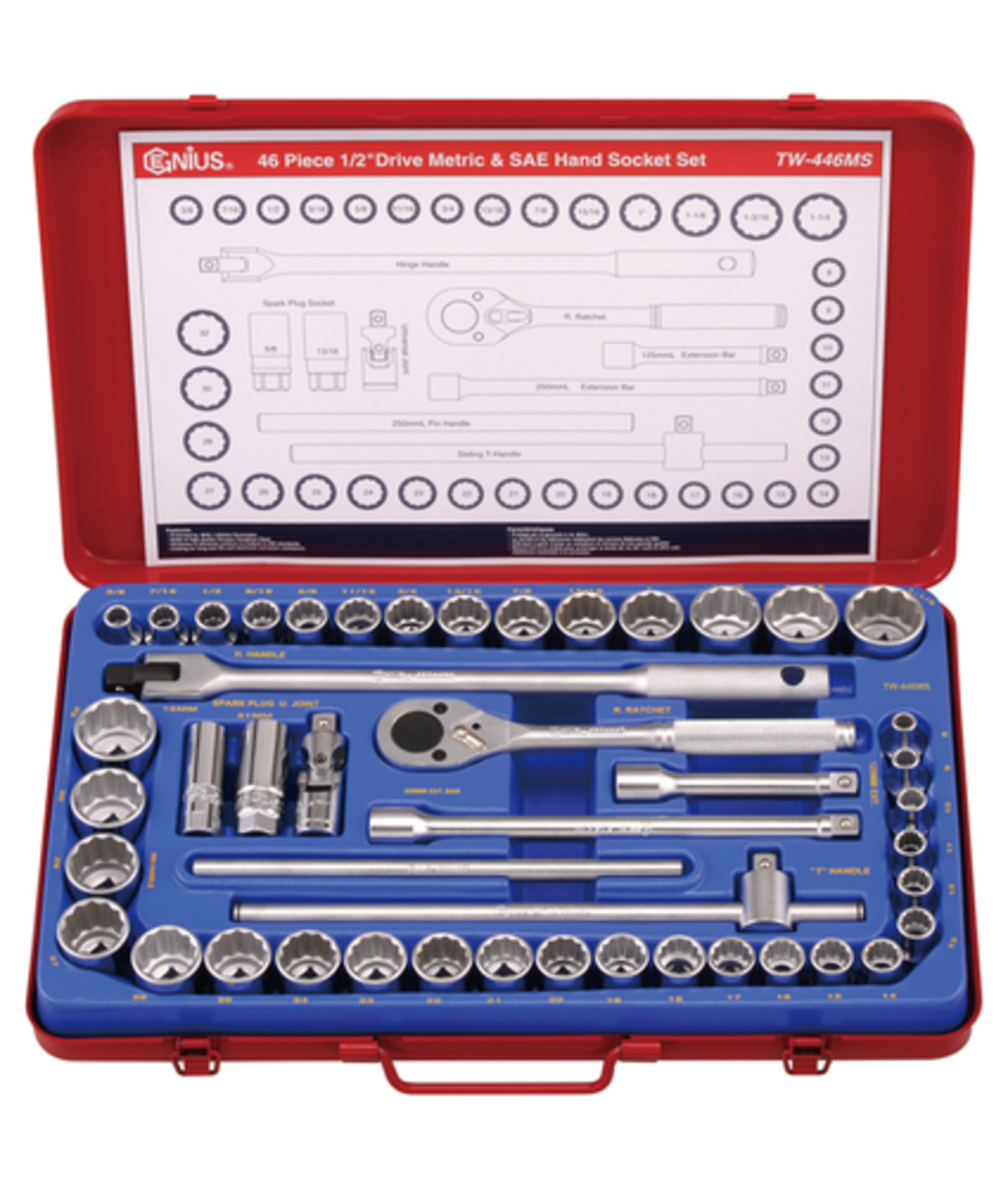 Trusa de scule si accesorii 1/2" Genius Tools 46 piese