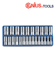 Set tubulare Crom-Vanadium 1/2" Metric 8 - 36mm Genius Tools DS-424M Set tubulare Crom-Vanadium 1/2" Metric 8 - 36mm Genius Tools DS-424M