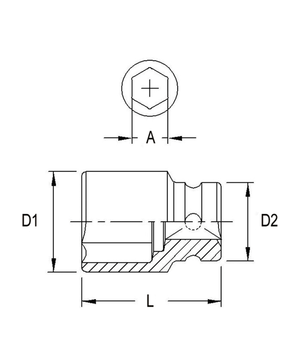 Tubulara de impact scurta 3/4" - 22mm in 6 colturi Genius Tools