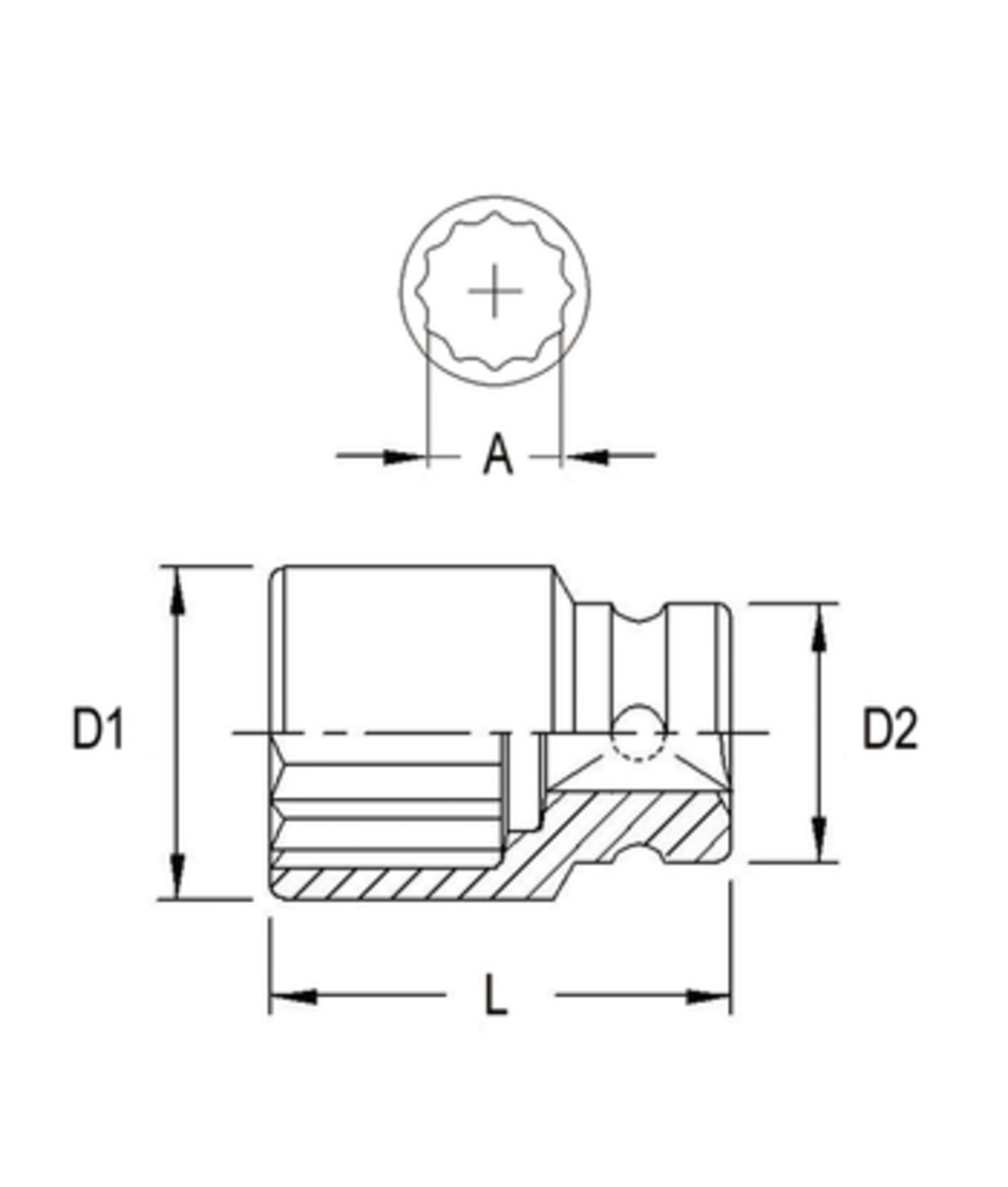 Tubulara de impact scurta 3/4"- 31mm  in 12 colturi Genius Tools
