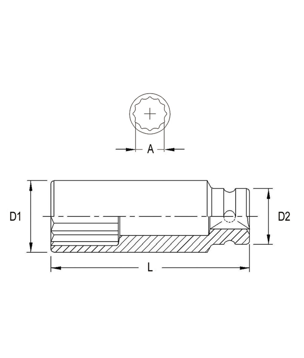 Tubulara lunga de impact 1/2" - 13mm in 12 colturi Genius Tools Tubulara lunga de impact 1/2" - 13mm in 12 colturi Genius Tools