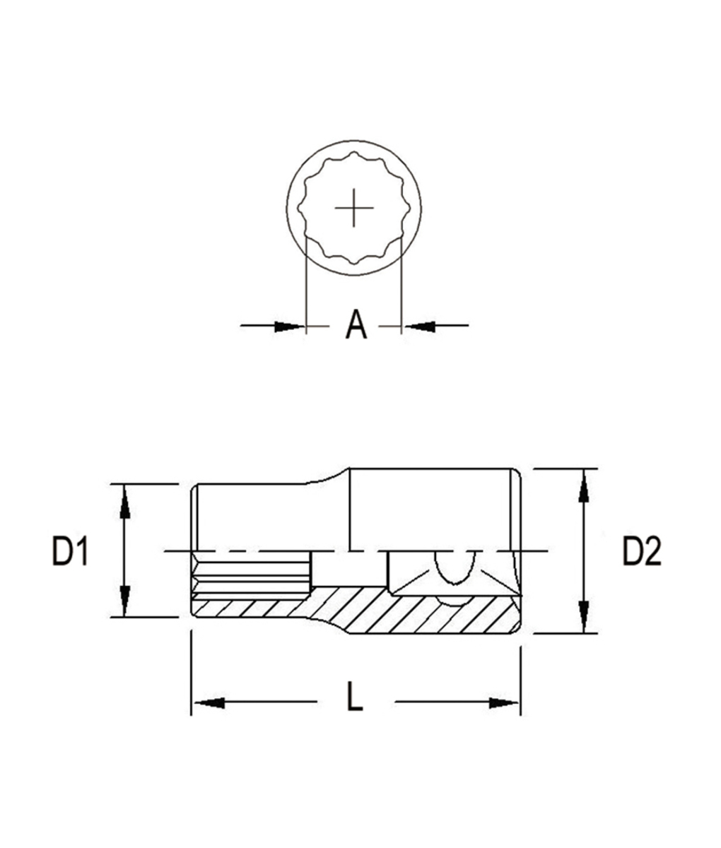 Cheie tubulara scurta 1/4" - 8mm in 12 colturi Genius Tools 232508
