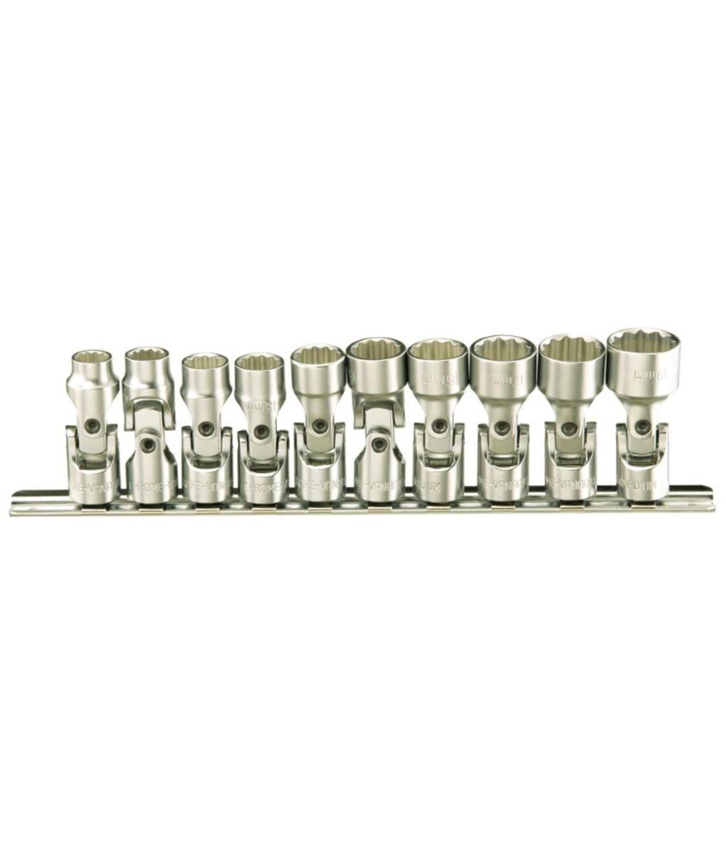 Set tubulare din crom-vanadium 3/8" cardanice 10mm - 19mm Genius Tools Set tubulare din crom-vanadium 3/8" cardanice 10mm - 19mm Genius Tools