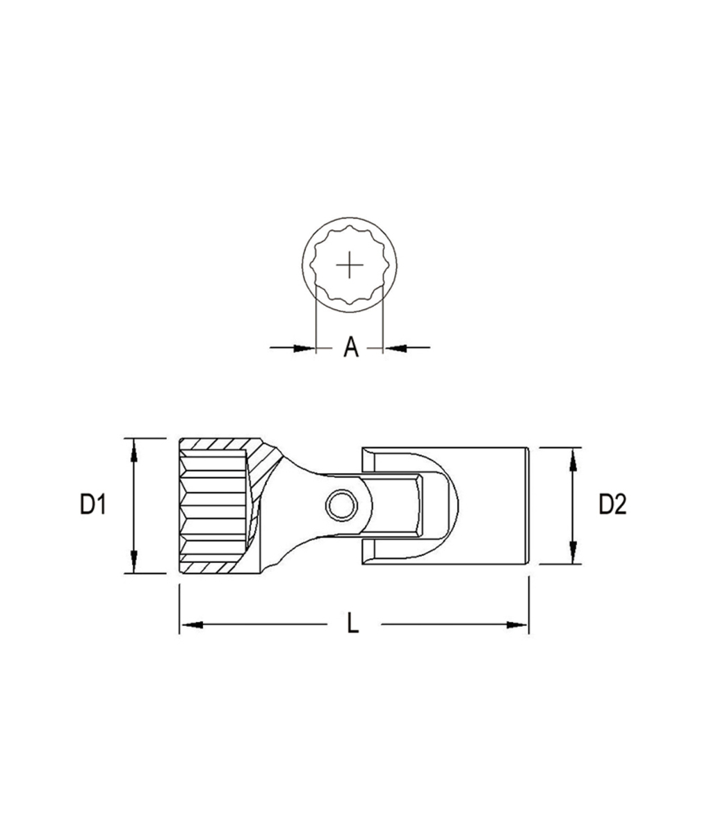 Tubulara cardanica din Crom-Vanadium 1/4” - 9mm Genius Tools