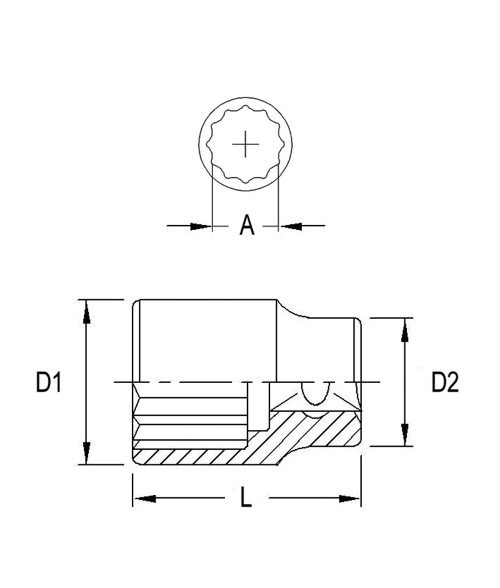 Tubulara scurta 3/4” - 27mm in 12 colturi Genius Tools