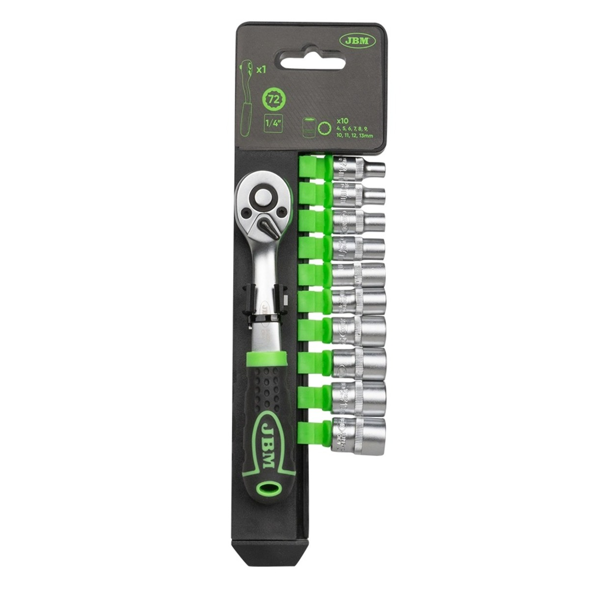 Set chei tubulare in 12 colturi cu antrenor clichet 1/4" - 10 piese JBM 54031