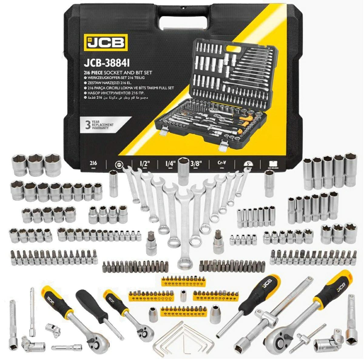 Trusa de scule 1/4"-3/8"&1/2" 216 piese JCB Tools JCB-38841 Trusa de scule 1/4"-3/8"&1/2" 216 piese JCB Tools JCB-38841