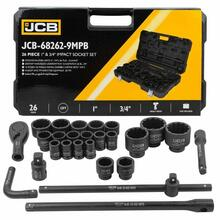 Trusa tubulare de impact 3/4" - 1" /  12 colturi 17 - 65mm + accesorii JCB TOOLS JCB-68262-9MPB