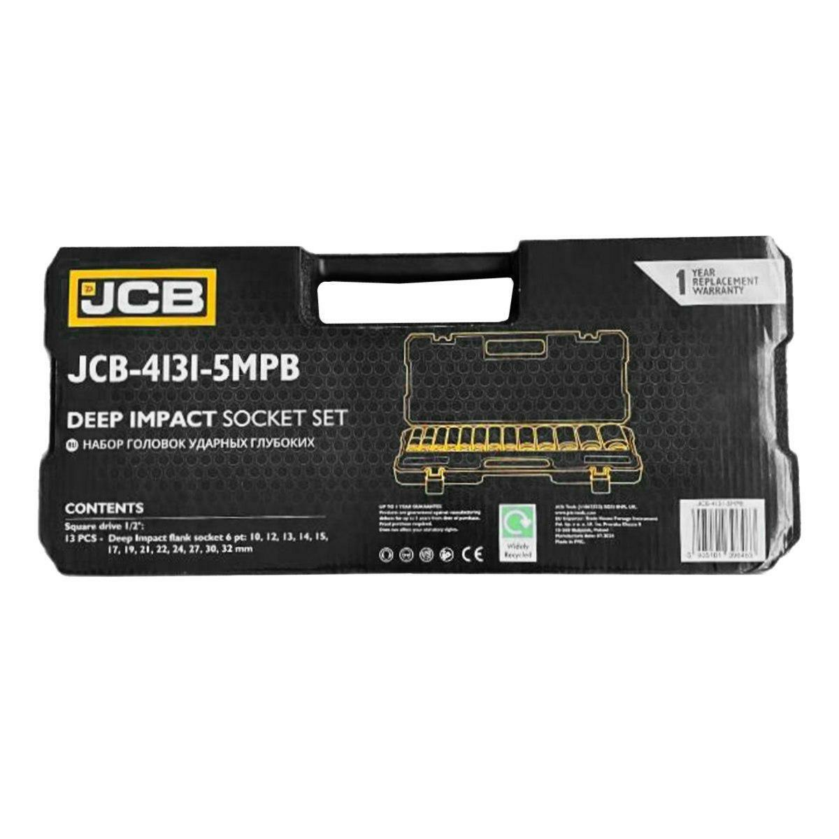 Set tubulare lungi de impact profesionale 1/2" 10 - 32mm JCB Tools JCB-4131-5MPB Set tubulare lungi de impact profesionale 1/2" 10 - 32mm JCB Tools JCB-4131-5MPB