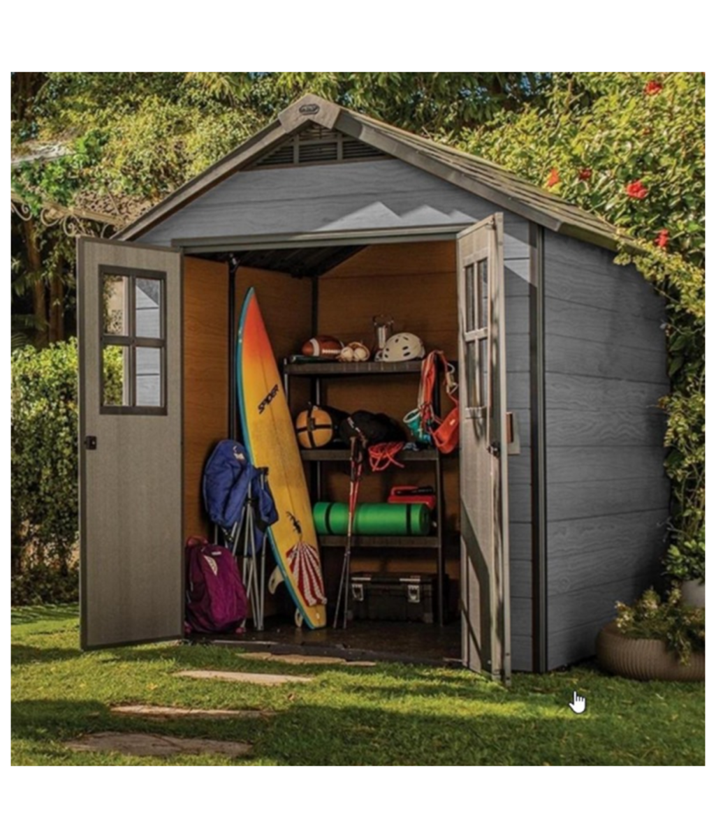 Casuta de gradina Newton 757 gri cu usa dubla Keter 249353 Casuta de gradina Newton 757 gri cu usa dubla Keter 249353