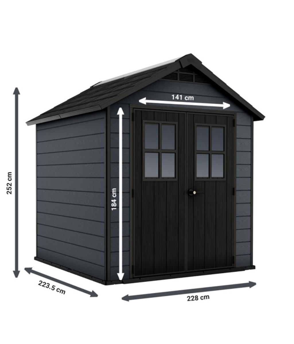 Casuta de gradina Newton 757 gri cu usa dubla Keter 249353 Casuta de gradina Newton 757 gri cu usa dubla Keter 249353