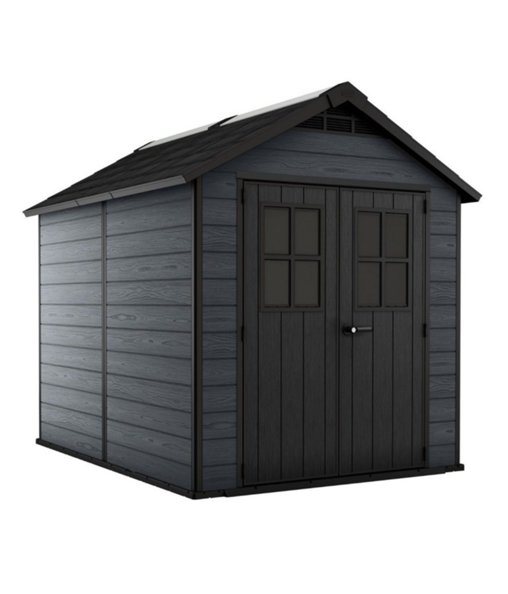 Casuta de gradina gri cu usa dubla Newton 759 Keter 249355 Casuta de gradina gri cu usa dubla Newton 759 Keter 249355