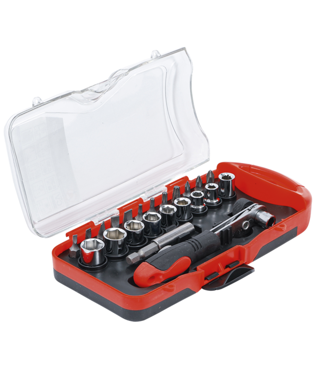 Mini trusa de biti si tubulare cu clichet dual 1/4" BGS - Do it yourself 20123
