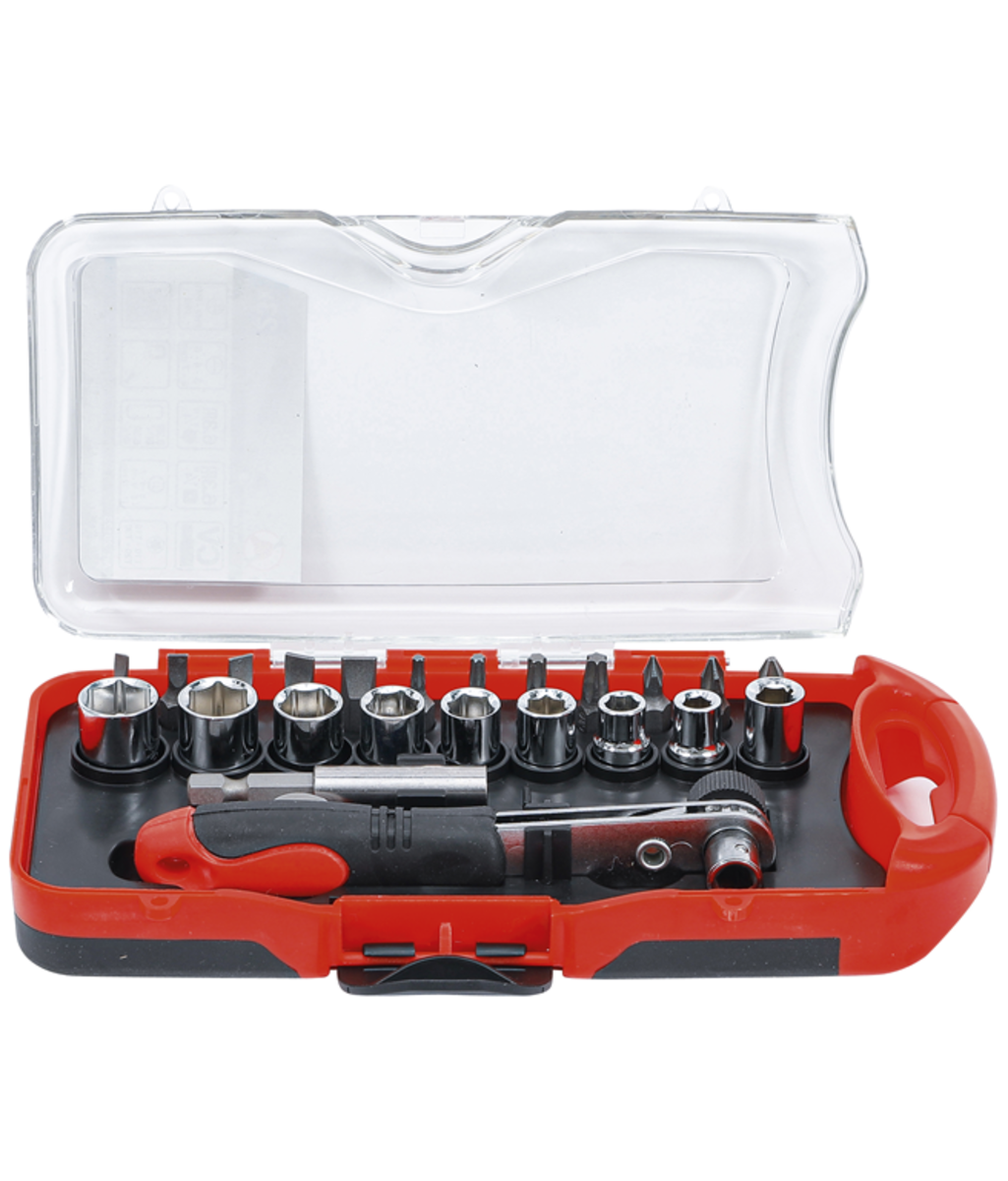 Mini trusa de biti si tubulare cu clichet dual 1/4" BGS - Do it yourself 20123