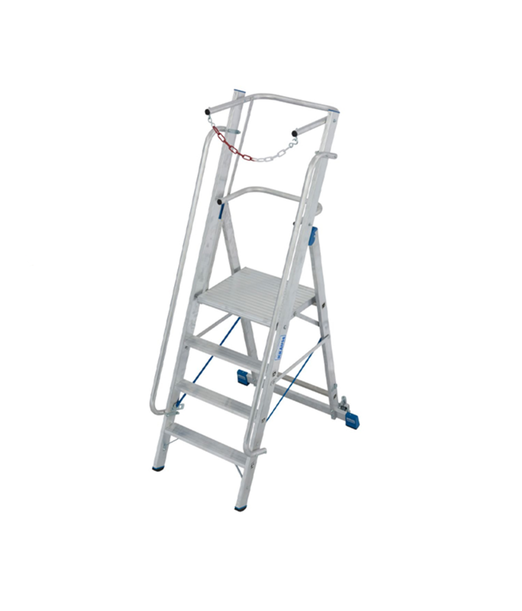 Scara Stabilo mobila cu lant de siguranta, dubla cu 4 trepte pe o parte Krause KR-127488