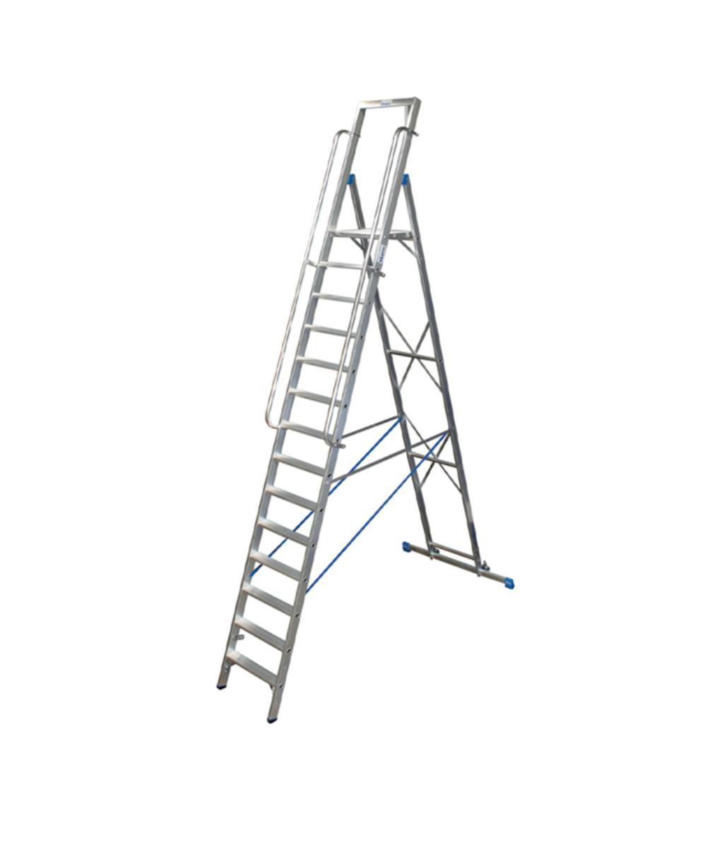 Scara Stabilo mobila cu platforma mare, dubla cu 14 trepte pe o parte Krause KR-127846