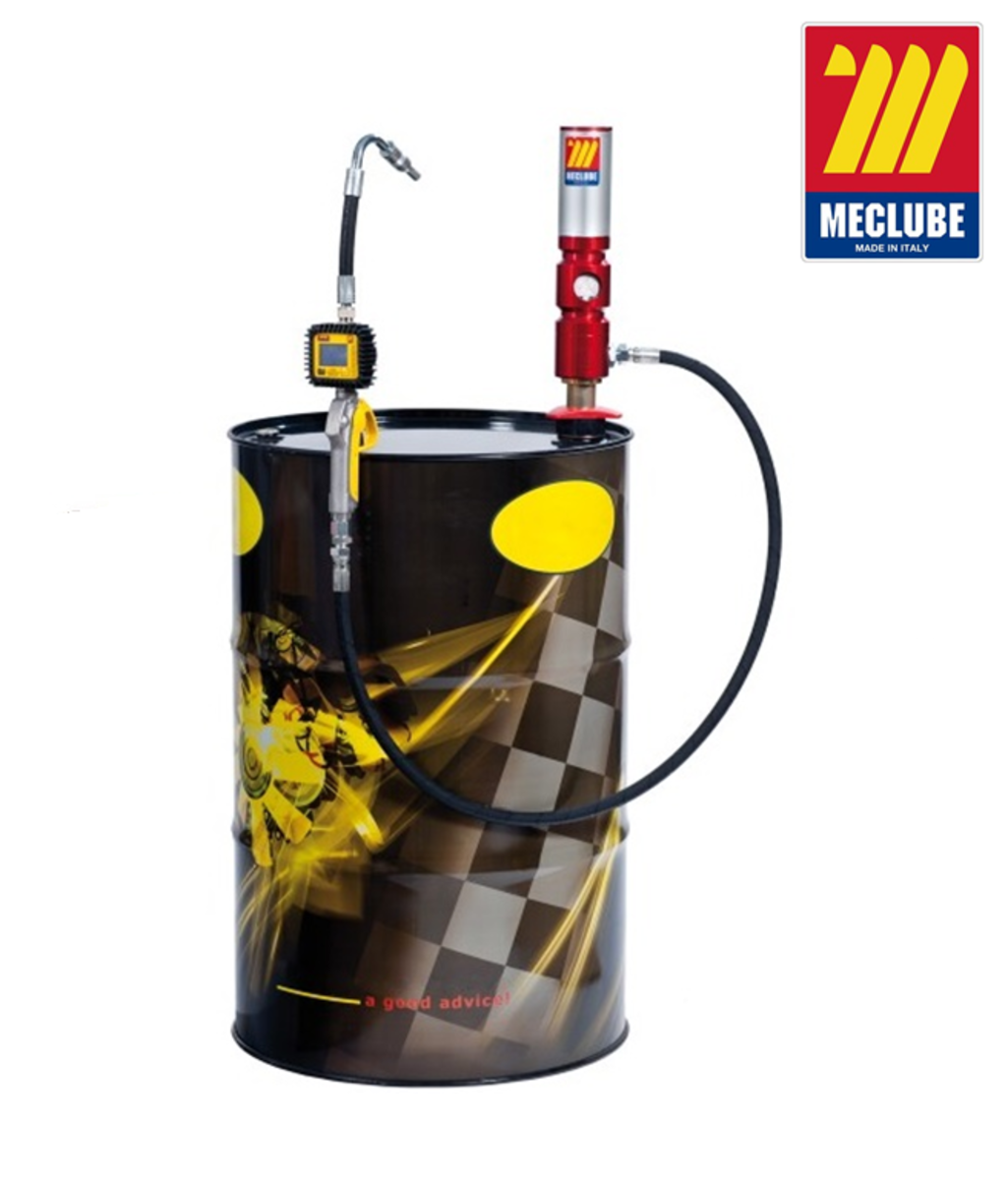 Pompa pneumatica de ulei 5:1 pentru butoi de 220 Kg cu furtun si pistol cu ceas digital MecLube