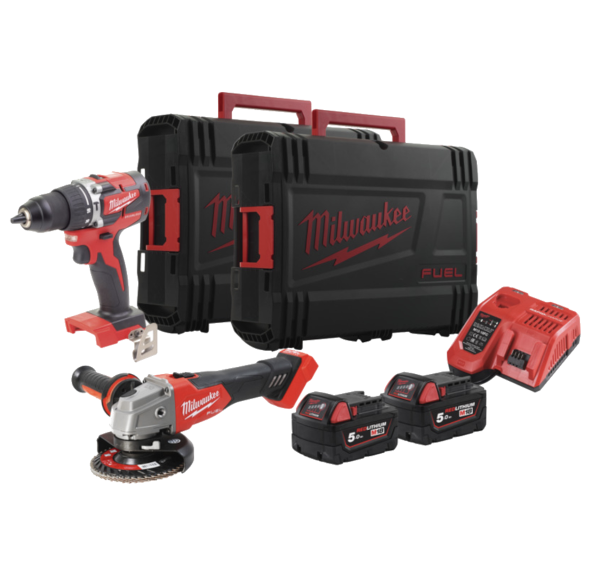 Set de 2 scule Milwaukee M18FPP2BG-502X cu 2 acumulatori 5.0Ah Set de 2 scule Milwaukee M18FPP2BG-502X cu 2 acumulatori 5.0Ah