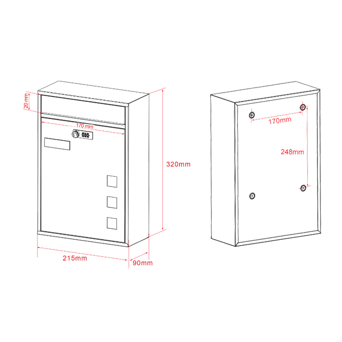 Cutie postala moderna cu cifru Silver Cutie postala moderna cu cifru Silver