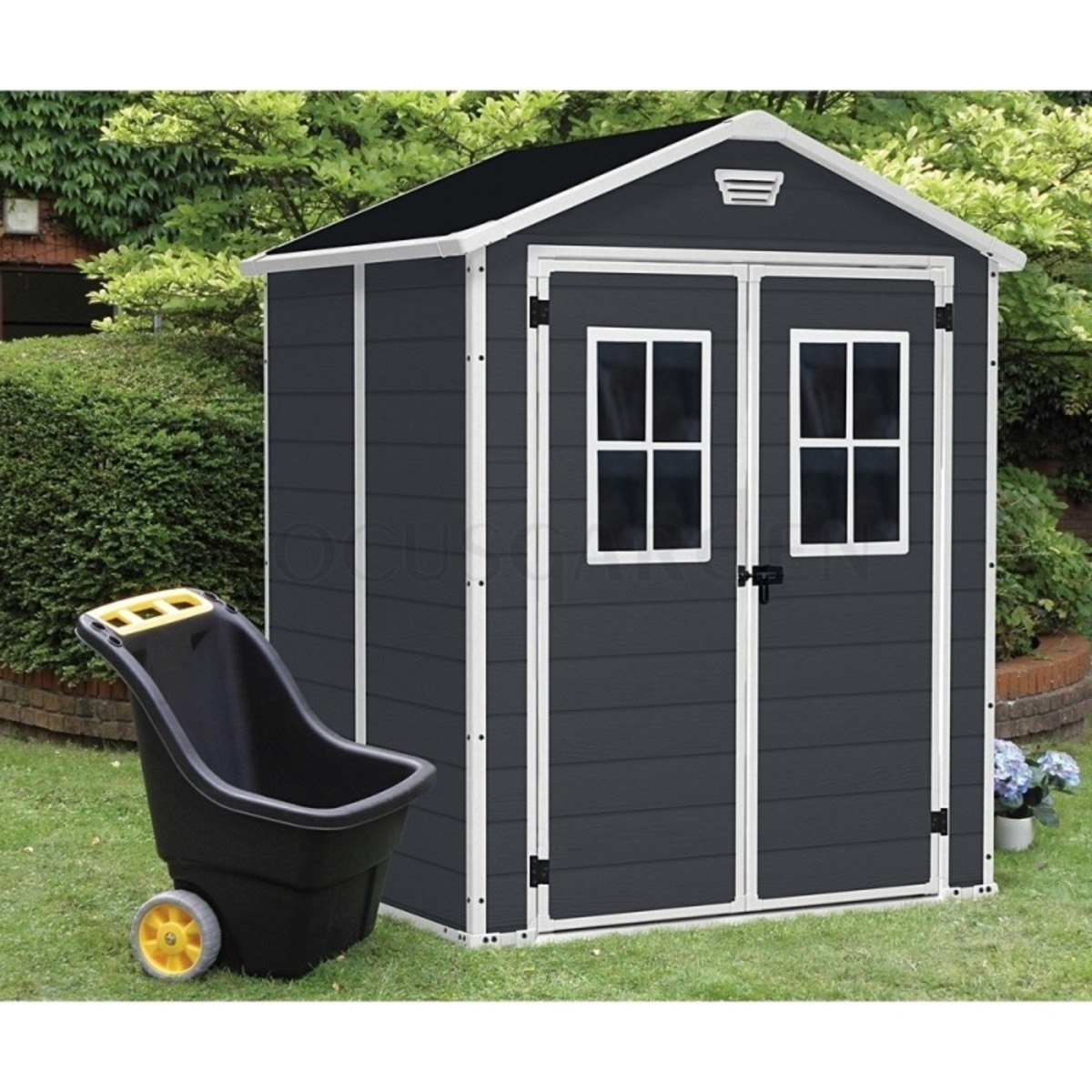 Casuta de gradina Curver Manor 6x5 cu usa dubla Antracit Casuta de gradina Curver Manor 6x5 cu usa dubla Antracit