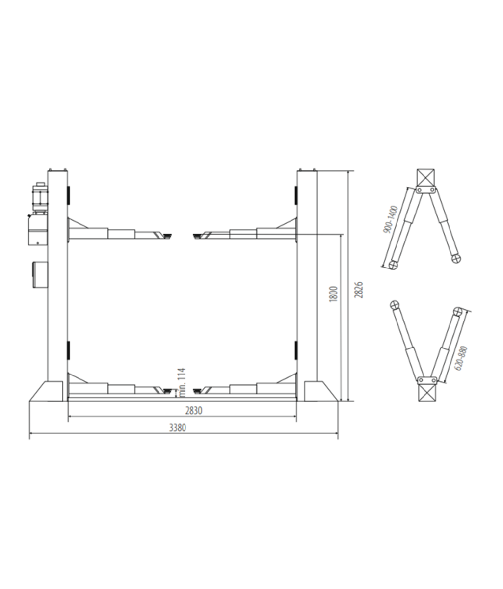 Elevator auto 2 coloane 4 Tone cu deblocare automata 400V Nortec Pro 2-HIT