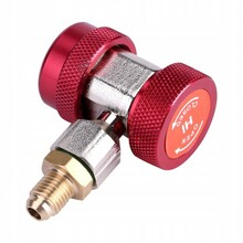 Cupla rapida cu robinet si adaptor pentru aparat clima R134A(rosie) Resser 07-1023