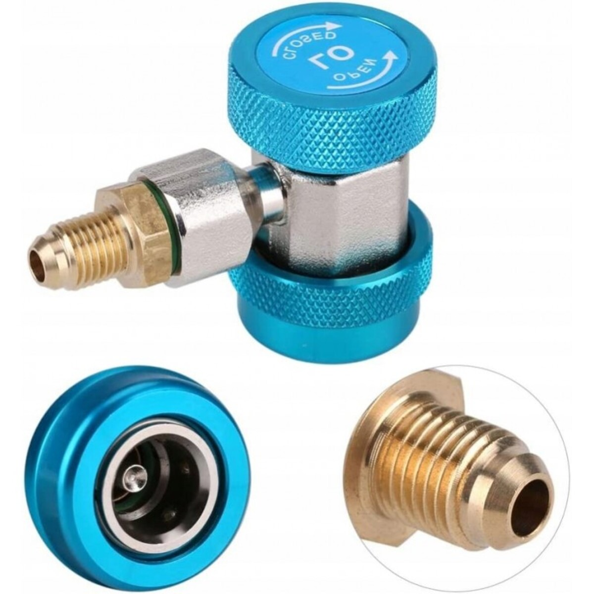 Cupla rapida cu robinet si adaptor pentru aparat clima R134A(albastra) Resser 07-1024 Cupla rapida cu robinet si adaptor pentru aparat clima R134A(albastra) Resser 07-1024