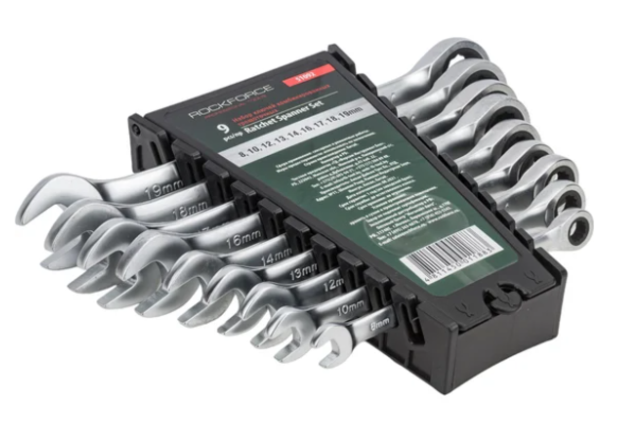 Set chei combinate cu clichet 8 - 19mm Rock Force RF-51092 / 9 piese