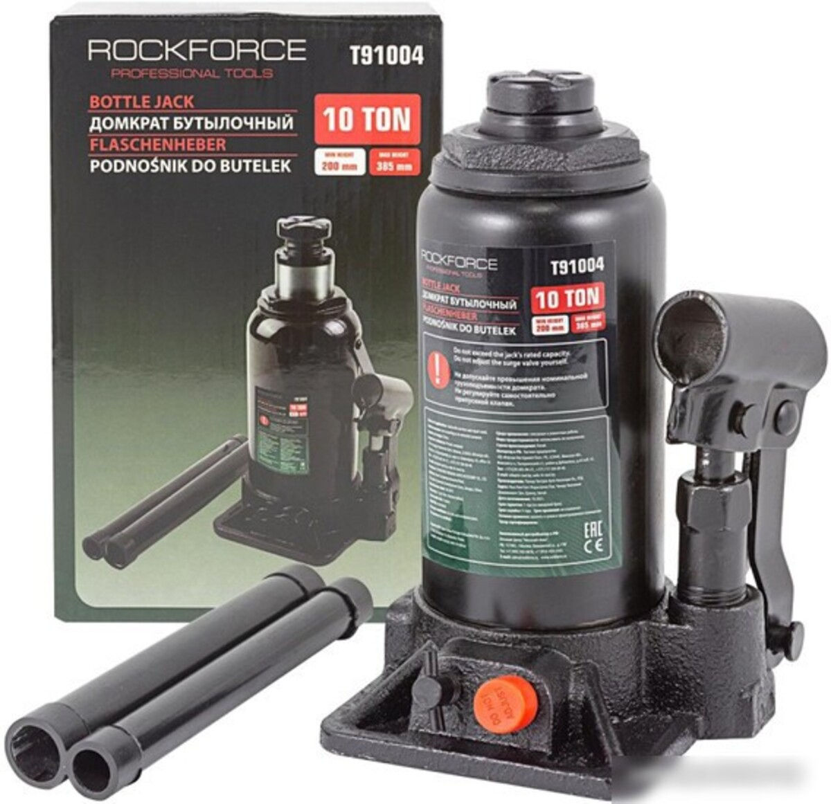 Cric hidraulic profesional tip butelie 10 tone/ 200 - 385mm Rock Force RF-T91004 Cric hidraulic profesional tip butelie 10 tone/ 200 - 385mm Rock Force RF-T91004