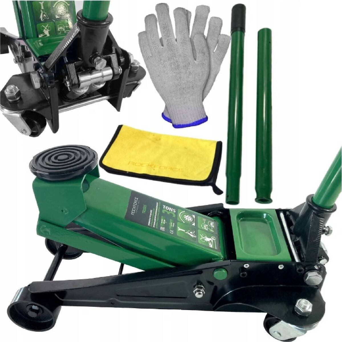 Cric crocodil hidraulic de 3 tone cu 2 pistoane profesional Rock Force RF-T83505