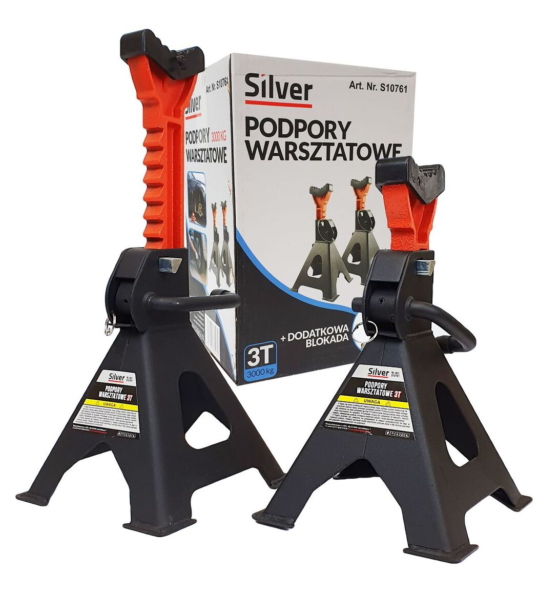Set de 2 capre de sustinere cu capacitate 3 tone Silver S10761 Set de 2 capre de sustinere cu capacitate 3 tone Silver S10761