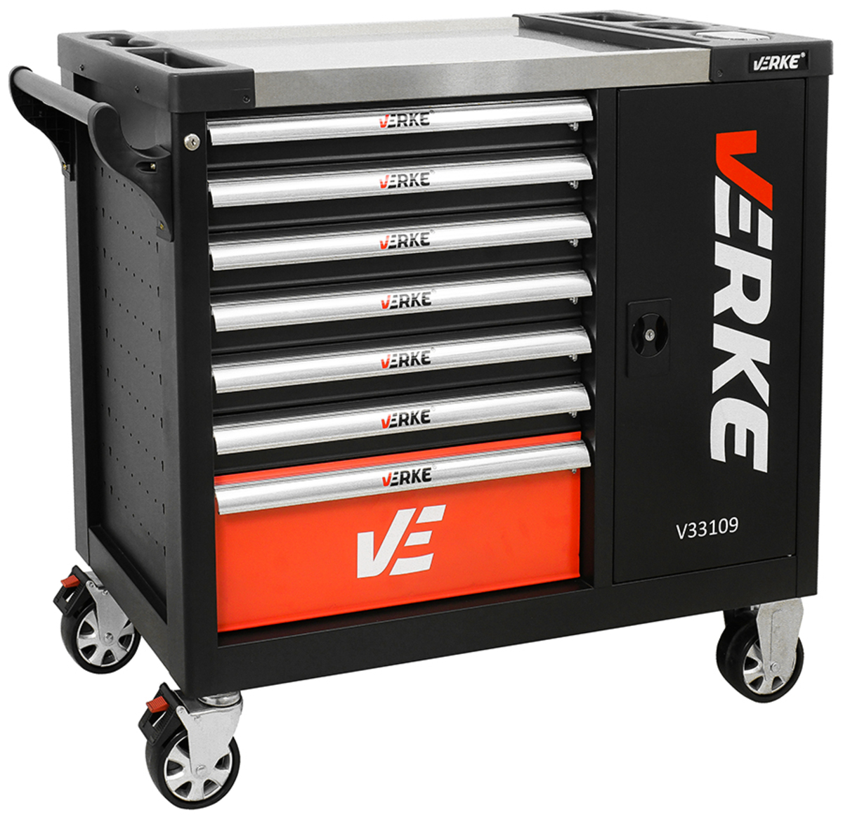 Dulap de scule cu 7 sertare echipat cu banc metalic 306 piese Verke V33109 Dulap de scule cu 7 sertare echipat cu banc metalic 306 piese Verke V33109