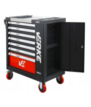 Dulap de scule cu 7 sertare echipat cu banc metalic 154 piese + spatiu lateral de depozitare Verke V33111 Dulap de scule cu 7 sertare echipat cu banc metalic 154 piese + spatiu lateral de depozitare Verke V33111