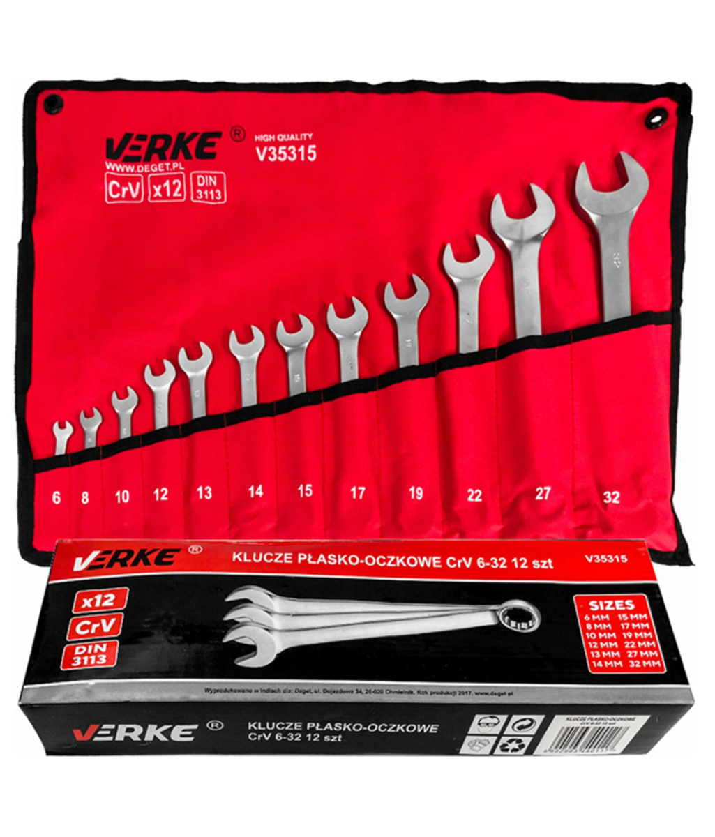 Set chei combinate fixe-inelare 6 - 32mm 12 piese Verke V35315