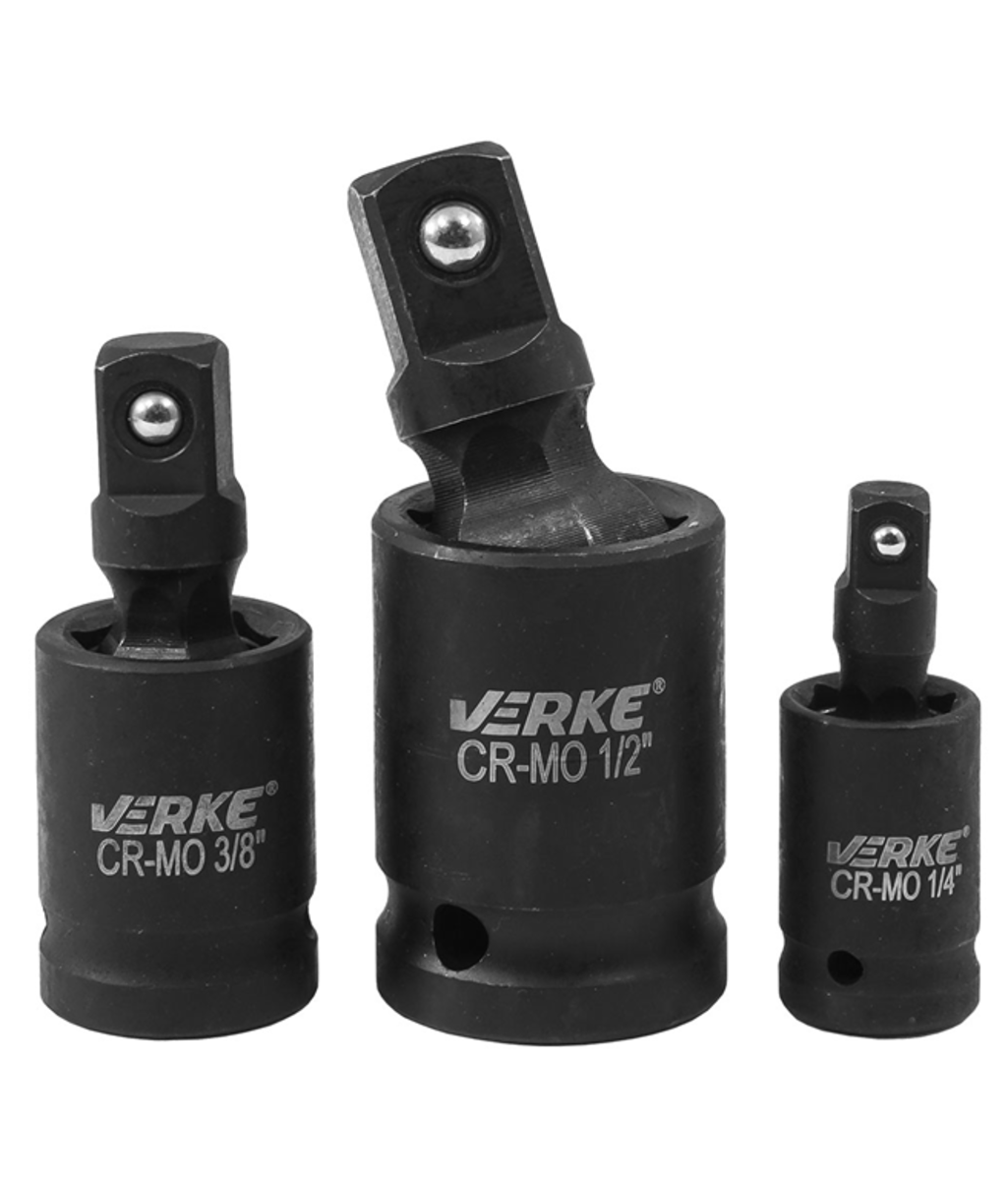 Set adaptoare cardanice 1/4" - 3/8" - 1/2" Verke V39444 Set adaptoare cardanice 1/4" - 3/8" - 1/2" Verke V39444