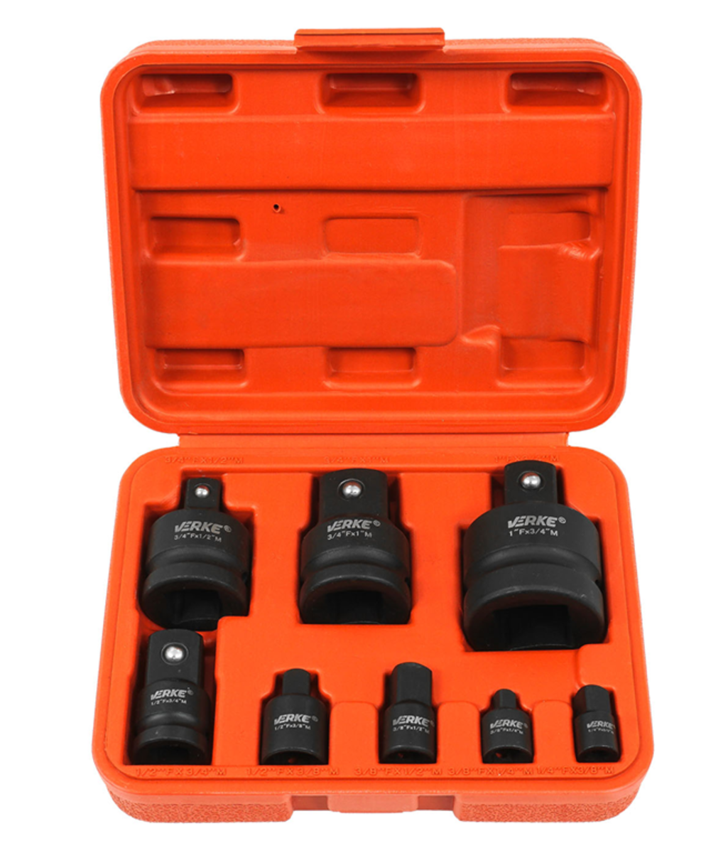 Trusa cu adaptoare de impact 1/4" - 3/4" 8 piese Verke V39452 Trusa cu adaptoare de impact 1/4" - 3/4" 8 piese Verke V39452