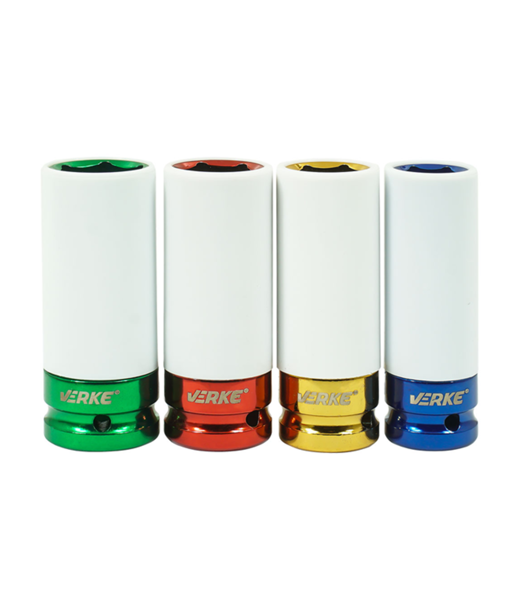 Set tubulare adanci de impact 17-19-21-22mm cu protectie pentru jante in 6 colturi 1/2" Verke V86102