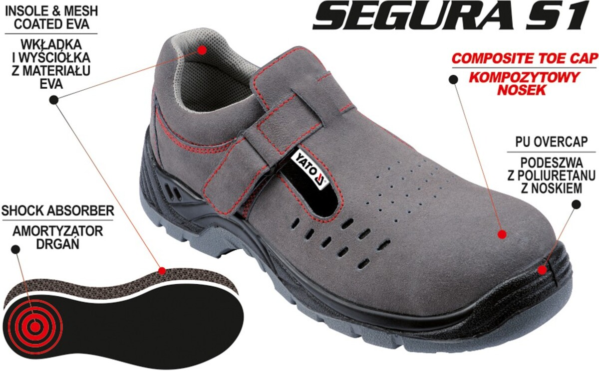 Pantofi  protectie de vara /Piele / S1-200J / Mar 42 YATO YT-80466 Pantofi  protectie de vara /Piele / S1-200J / Mar 42 YATO YT-80466