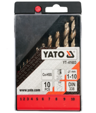 Set burghie metal HSS-Co 1-10 mm 10buc YATO YT-41603 Set burghie metal HSS-Co 1-10 mm 10buc YATO YT-41603