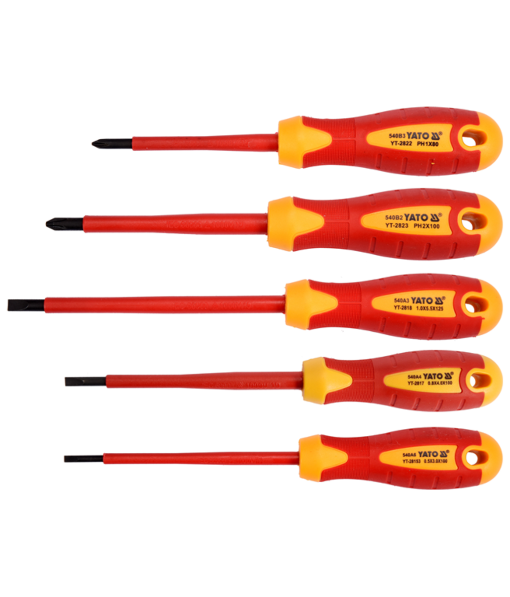 Set de surubelnite cu lama dreapta si in cruce VDE de tensiune YT-2827 YATO Set de surubelnite cu lama dreapta si in cruce VDE de tensiune YT-2827 YATO