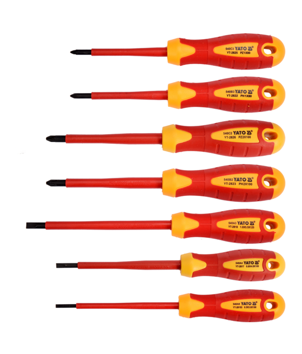 Set de surubelnite cu lama dreapta si in cruce VDE de tensiune YT-2828 YATO Set de surubelnite cu lama dreapta si in cruce VDE de tensiune YT-2828 YATO